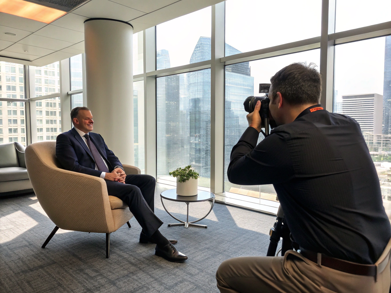 Professional executive headshot session on-site